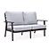 Walbrooke Modern 3-Piece Outdoor Patio Set w/Brown Aluminum Frame & Removable Cushions, 1 Loveseat and 2 Armchairs - Light Grey