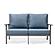 Walbrooke Modern 3-Piece Outdoor Patio Set w/Grey Aluminum Frame & Removable Cushions, 1 Loveseat and 2 Armchairs - Navy Blue by