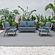 Walbrooke Modern 3-Piece Outdoor Patio Set w/Grey Aluminum Frame & Removable Cushions, 1 Loveseat and 2 Armchairs - Navy Blue by