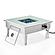 Walbrooke Outdoor Patio Aluminum Square Fire Pit Side Table w/Lid and Fire Glass - White by Leisuremod