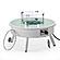 Walbrooke Outdoor Patio Aluminum Round Fire Pit Side Table w/Lid and Fire Glass - White by Leisuremod