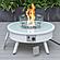 Walbrooke Outdoor Patio Aluminum Round Fire Pit Side Table w/Lid and Fire Glass - White by Leisuremod