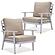 Walbrooke Outdoor Patio White Aluminum Armchairs w/Cushions (Set of 2) - Beige by Leisuremod