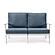 Walbrooke Modern Outdoor Patio Loveseat w/White Aluminum Frame & Removable Cushions - Navy Blue by Leisuremod