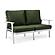Walbrooke Modern 3-Piece Outdoor Patio Set w/White Aluminum Frame & Removable Cushions, 1 Loveseat and 2 Armchairs - Green by Le