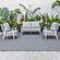 Walbrooke Modern 3-Piece Outdoor Patio Set w/White Aluminum Frame & Removable Cushions, 1 Loveseat and 2 Armchairs - Light Grey