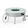 Walbrooke Outdoor Patio Aluminum Round Slats Design Fire Pit Side Table w/Lid and Fire Glass - White by Leisuremod