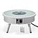 Walbrooke Outdoor Patio Aluminum Round Slats Design Fire Pit Side Table w/Lid and Fire Glass - White by Leisuremod