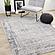 Luca Grey White Blue Distressed Border Rug by Kalora
