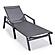 Marlin Patio Chaise Lounge Chair With Armrests in Black Aluminum Frame, Black by LeisureMod