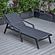 Marlin Patio Chaise Lounge Chair With Armrests in Black Aluminum Frame, Black by LeisureMod