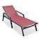 Marlin Patio Chaise Lounge Chair With Armrests in Black Aluminum Frame, Burgundy by LeisureMod