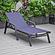 Marlin Patio Chaise Lounge Chair With Armrests in Black Aluminum Frame, Navy Blue by LeisureMod
