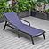 Marlin Patio Chaise Lounge Chair With Armrests in Black Aluminum Frame, Navy Blue by LeisureMod