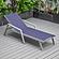 Marlin Patio Chaise Lounge Chair With Armrests in Grey Aluminum Frame, Navy Blue by LeisureMod