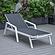 Marlin Patio Chaise Lounge Chair With Armrests in White Aluminum Frame, Black by LeisureMod