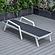 Marlin Patio Chaise Lounge Chair With Armrests in White Aluminum Frame, Black by LeisureMod