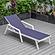 Marlin Patio Chaise Lounge Chair With Armrests in White Aluminum Frame, Navy Blue by LeisureMod