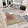 Muse Blue Red Orange Cream Layered Geometric Design Rug by Kalora