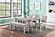 F2606 6 Piece Grey Dining Set 4 Fabric Chairs + 1 Solid Wood Table + 1 Bench by Poundex