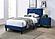 F9629T Navy Blue Twin Velvet Platform Bed by Poundex