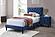 F9632T Navy Blue Velvet Twin Bed by Poundex