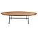 Rossmore Oval Coffee Table Black Powder Coated Steel Frame, Walnut by LeisureMod