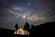 SF1592 Temp Glass w/Foil - Starry Barn (40x60) by Classy Art