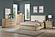 Heartford Platform Solidwood Queen Bed w/Upholstered Headboard - Weathered Natural & Cream Fabric by Lineage Collections