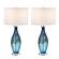 Tone Art Glass Table Lamp w/Dazzling Crystal Base (Set of 2) - Blue by Lineage Collections