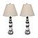 Lighthouse Coastal Table Lamps w/USB Charging Port (Set of 2) - Blue & White by Lineage Collections