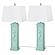 Sea Horse Shutter 32b Coastal Table Lamp w/USB Charging Port (Set of 2) - Teal by Lineage Collections