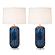 Stunning Glass Table Lamp w/Linen Shade (Set of 2) - Blue by Lineage Collections