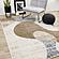 Serene Cream Brown Blue Distressed Curvy Shapes Design Rug by Kalora