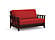 Futon Set - Loveseat Size - Canby Black Walnut Wall Hugger Frame, Mattress w/Removable Solid Cover