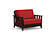 Futon Set - Twin Chair Size - Canby Black Walnut Wall Hugger Frame, Mattress w/Removable Solid Cover