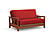 Futon Set - Loveseat Size - Durango Warm Cherry Wall Hugger Frame, Mattress w/Removable Solid Cover