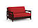 Futon Set - Loveseat Size - Galena Black Walnut Wall Hugger Frame, Mattress w/Removable Solid Cover