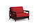Futon Set - Twin Chair Size - Galena Black Walnut Wall Hugger Frame, Mattress w/Removable Solid Cover