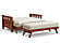 Futon Frame - Queen Loveseat Size - Lambton Warm Cherry Wall Hugger by Strata Furniture