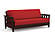 Futon Set - Full Size - Lambton Dark Cherry Wall Hugger Frame, Mattress w/Removable Solid Cover