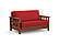 Futon Set - Loveseat Size - Lambton Warm Cherry Wall Hugger Frame, Mattress w/Removable Solid Cover