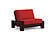 Futon Set - Twin Chair Size - Rockwell Black Walnut Wall Hugger Frame, Mattress w/Removable Solid Cover