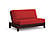 Futon Set - Loveseat Size - Tozi Black Walnut Wall Hugger Frame, Mattress w/Removable Solid Cover