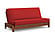Premium Futon Set - Queen Size - Tozi Warm Cherry Wall Hugger Frame, Mattress w/Removable Suede Cover