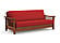 Futon Set - Full Size - Trelli Warm Cherry Wall Hugger Frame, Mattress w/Removable Solid Cover