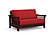 Futon Set - Loveseat Size - Trelli Black Walnut Wall Hugger Frame, Mattress w/Removable Solid Cover