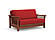 Futon Set - Loveseat Size - Trelli Warm Cherry Wall Hugger Frame, Mattress w/Removable Solid Cover