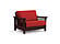 Futon Set - Twin Chair Size - Trelli Black Walnut Wall Hugger Frame, Mattress w/Removable Solid Cover