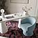 Kristen Faded Blue Upcycled Chenille Rolling Desk Chair by TOV Furniture